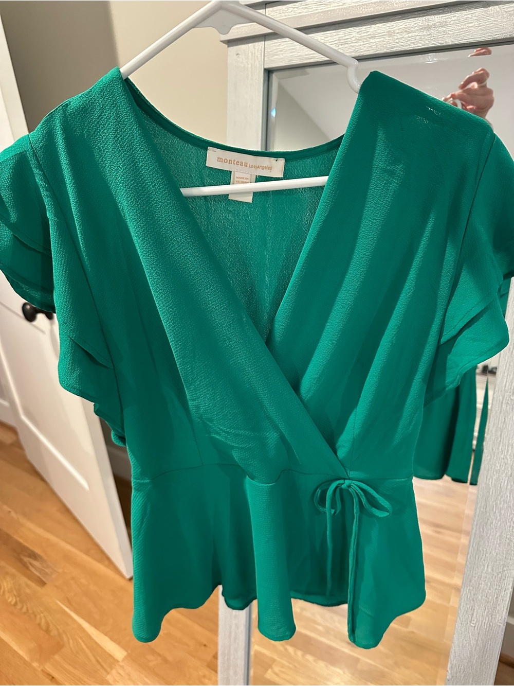Monteau Green Wrap Blouse